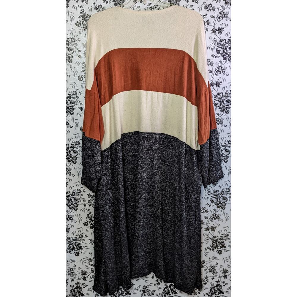 Hummingbird Plus Size Long Duster Multi Color Block Cardigan Sweater Fall 3XL - Picture 6 of 9